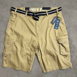 Kenneth Cole Mobility Tech Cargo Shorts 44 Mens Khaki Belted Stretch Regular Fit